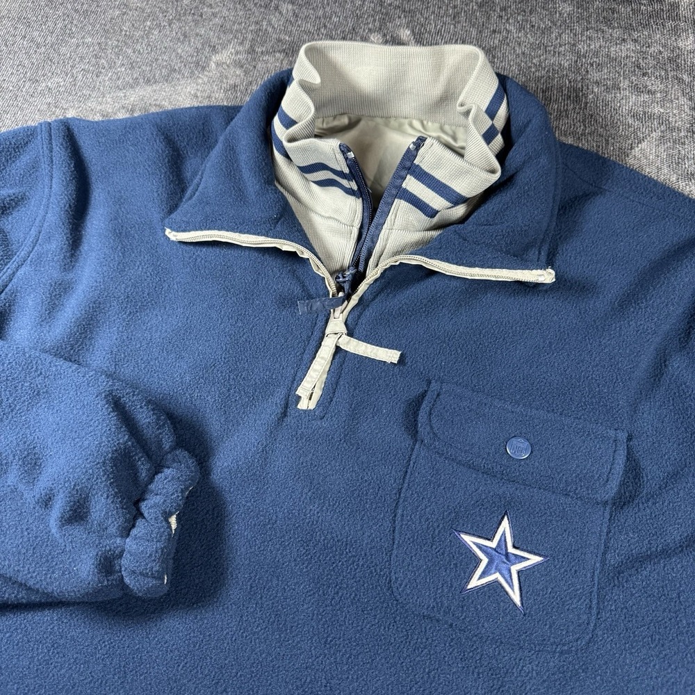 Pro Player Dallas Cowboys Men’s XL Reversible Jacket Blue Gray Fleece Nylon